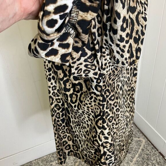 Vintage Cocomo for Women Size XL Brown Black Leopard Print Button Down Shirt Top - Picture 9 of 12